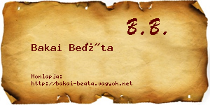 Bakai Beáta névjegykártya